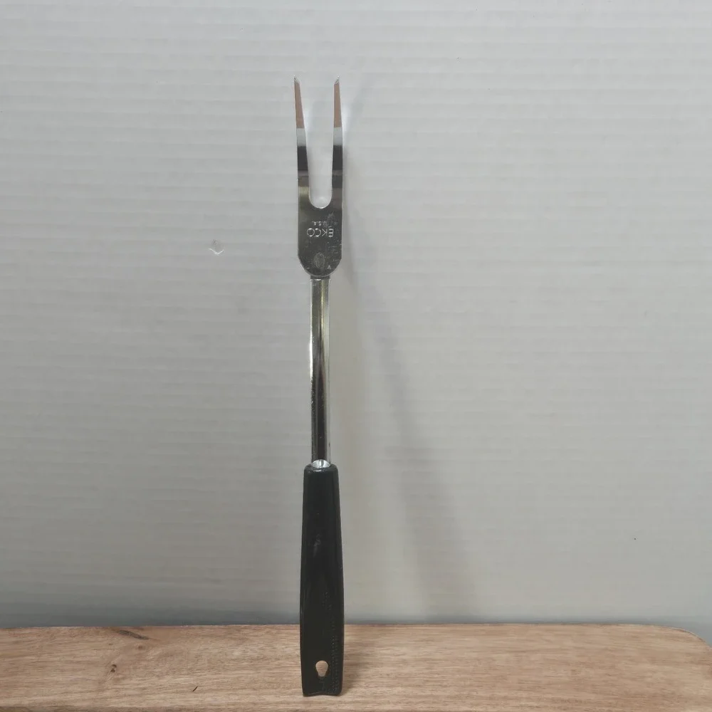 Vintage EKCO USA Stainless Steel 2 Prong Carving Fork Meat Serving Utensil